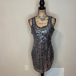 SOHO Silver Sequin Sleeveless Dress